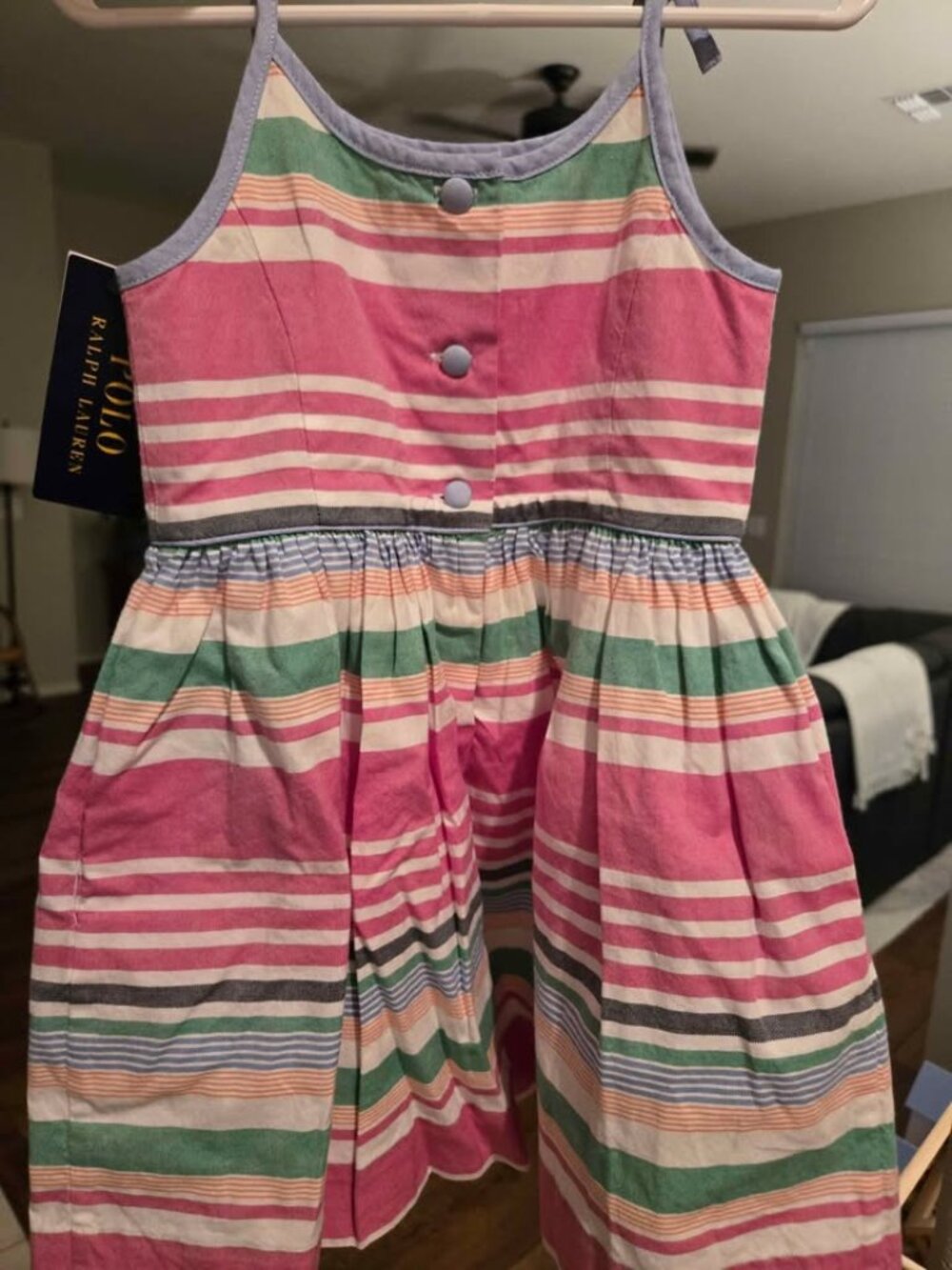 Ralph Lauren Girls 3T Pink Stripped Lined Dress - Picture 6 of 7